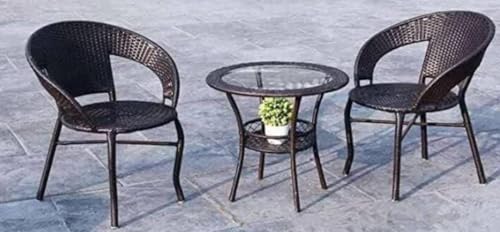 Image of 4+1 Outdoor Indoor Furniture Sets Rattan Wicker Chair Patio Set Bistro Set Conversation Set Balcony Outdoor Garden Furniture Chair (Brown with Multicolor Cushion & Pillow)