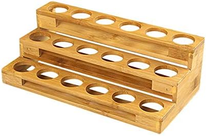 3-Tier Essential Oils Storage Rack, Bamboo Essential Oils Nail Polish Display Holder - 18 Slots for 5/10/15/20/30 ml Bottles, Cosmetic Perfume Essential Oil Organizer Stand