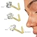 CHARMONLINE 3 Pcs 14K Gold Filled Nose Studs 20G Stainless Steel Stud 14K Gold Plated Nose Ring 3mm Star,Heart,Round Cubic Zirconia L Bend Nose Stud Hypoallergenic Nose Piercing