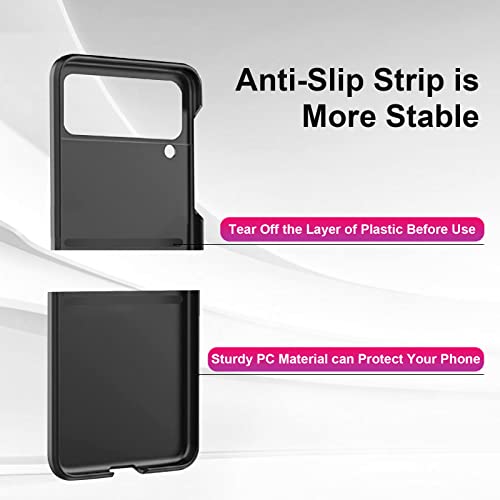 For Samsung Galaxy Z Flip 4 Case (2022 Released) Ultra Thin Simulation Wood Grain Slim Fit Hard Protective Wood Shockproof Drop Proof Protection Scratch-Resistant Design For Galaxy Z Flip 4 (Black) #TOP5