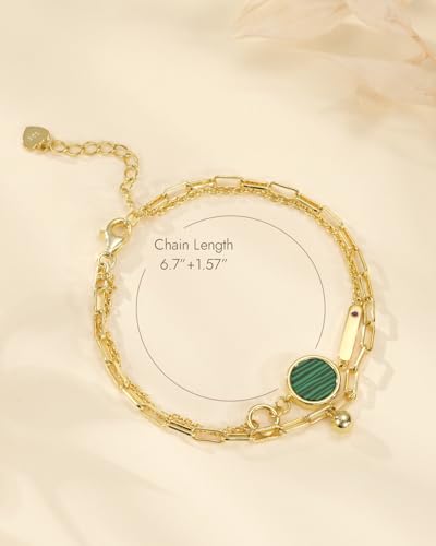 925 Sterling Silver Bracelet, 14k Gold Plated Women Link Bracelet Adjustable Double Chain, Dainty Minimalist Jewelry Birthday Christmas Gifts for Her4