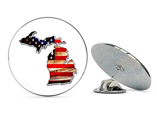 Michigan State Shape American Flag Metal 0.75