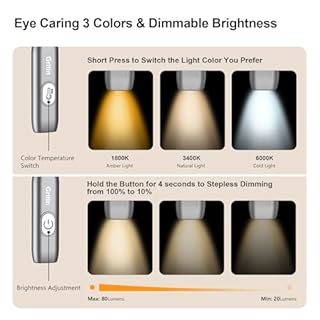 Gritin Collo Lampada Luce da Lettura Ricaricabile, LED Luce per Lettura Libri, 3 Temperature di Colore, Design Ergonomico Intorno al Collo Comodo e Flessibileper Studio,Viaggi, Lavoro a Maglia