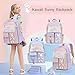 Kawaii Bunny Girls Preschool Backpacks Elementary School Bags Bookbags with Refrigerator Front Pocket, Purple-Small