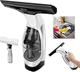 HSHa Aspirador de ventana, aspiradora 3 en 1, aspiradora recargable con 2.0 KPA, potente succión, rasqueta de 28 cm y botella pulverizadora, aspiradora, kit de limpieza de ventanas de hasta 30 minutos