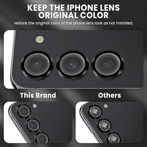 Image of FIRST MART Black Camera Ring Guard Protector for Samsung Galaxy S23 Plus | Tempered Glass with Metal Alloy Rings, HD Clear, Scratch Resistant, Case-Friendly | Pack of 1