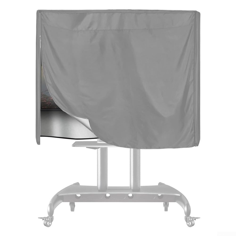 Housse de protection meuble TV à roulettes pour terrasse et jardin gris