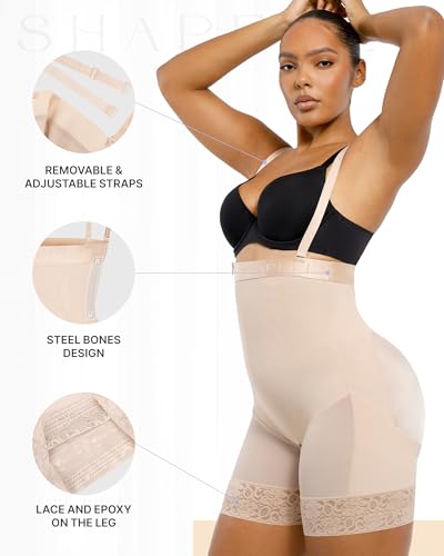 Image of SHAPELLX Faja Colombianas Side Zipper Tummy Control Postpartum Shapewear | Butt Lift Body Shaper, 3-Layer Firm Compression, Side Zipper Easy Wear, Open Crotch, Adjustable Straps, Daily & Postpartum