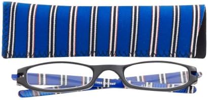 ICU Eyewear Zoom Expressions +1.50 Magnification Half-Eye Frame Reading Glasses (12942 Blue/Black Stripes)