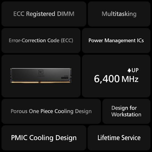 Image of TEAMGROUP T-Create Master Overclocking DDR5 R-DIMM 96GB Kit (4 x 24GB) 6400MHz (PC5-51200) CL32 Hynix M-DIE Workstation Memory Module Ram Black - CTCMD596G6400HC32AQC01