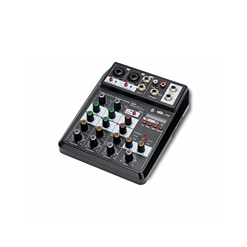 Mezclador de DJ, Mezclador de sonido profesional 4 canales 48V Phantom Power Reverb FX DJ consola de mezcla reproductor USB música estéreo, Decks de DJ