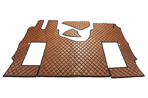 KRAM-TRUCK Alfombrillas Acolchadas Compatibles con Mercedes Actros Mp4 Mp5 A Partir De 2011, para El Asiento del Pasajero Neumático, Marrón Claro. , Certificado De Higiene, Fundas Impermeables Cover