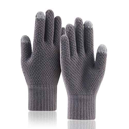 Thermohandz - Guantes térmicos de invierno, resistentes al viento, guantes de invierno para hombre, con pantalla táctil, guantes de conducción para trabajo, ciclismo, correr, equitación, gris oscuro,