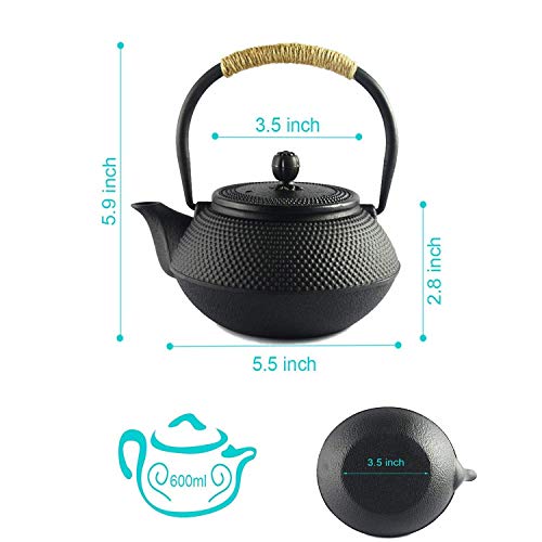 HwaGui Tetera Hierro Fundido con Filtro Teteras Japonesas Negro 0,6l/600ml - Imagen 4