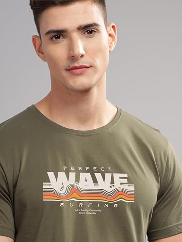 Image of ADRO Mens Printed T Shirt | The Super Soft Tshirt in India| Pure Cotton Lycra Breathable Fabric| 4 Way Stretch smart tech Fabric| Round Neck T-Shirt (Also in Plus Size) RN25-ST-WAVE-NB