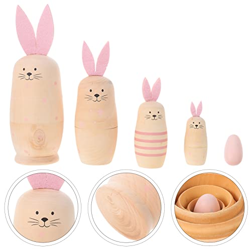 ARTIBETTER Handmade Rabbit Wooden Nesting Doll Set #TOP29