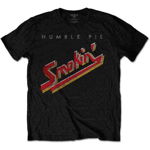 T-shirt Humble Pie Smokin pour homme en coton noir style rock vintage