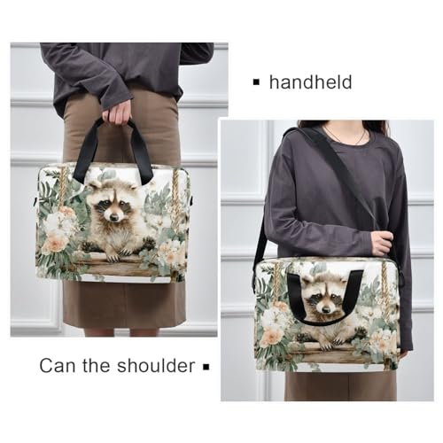 Bolsa para laptop floral Raccoon con múltiples bolsillos miniatura 2