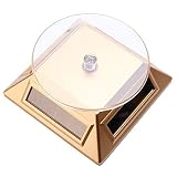 DSS Solar Powered Rotating Jewellery Ring Bracelet Mobile Phone Watch Display Stand (Gold)