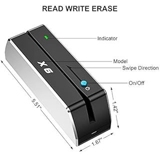 X6 BT Bluetooth Magnetic VIP Card Reader Writer USB 3 Tracks Swipe Encoder [Upgraded Version]