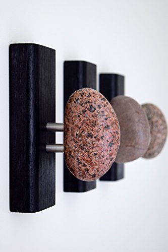 Unique Stone Towel Racks. Rock Towel Hangers. Beach Stone Hooks - Wall Mounted Solid Wood Coat Racks. Black Wood Robe Hooks #TOP1