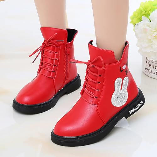 IWIHMIV Winter Short Boots Girls Comfortable Soft Lace Up Warm Shoes Toddler Non Slip Winter Leather Ankle Boots3