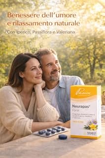 NAMED Neurapas Forte Integratore Alimentare Naturale con Iperico, Passiflora e Valeriana | Supporta il Tono dell’Umore e il Rilassamento | Integratori Stress, Ansia e Insonnia | 60 Compresse da 16,8 g