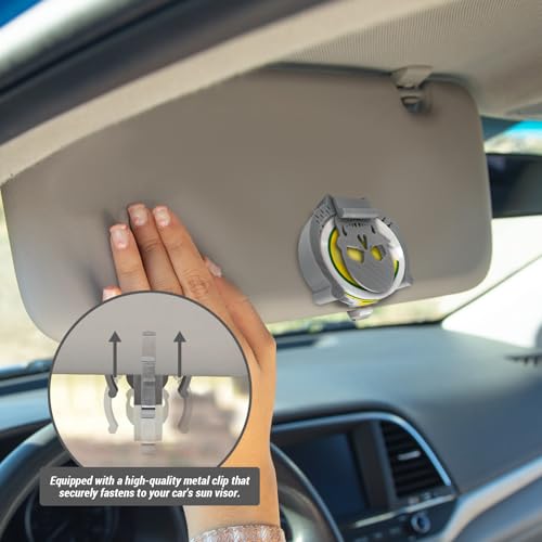 Image of Car Visor Clip Holder for ZYN,Suitable for cans of 2.75 inch*0.78 inch,Universal high-Temperature Resistant Sun Visor Accessories for Bag cansInterior Car Accessories for Organization (Gray Skull)