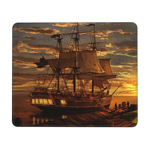Tapis de souris imperméable motif bateau pirate bords cousus