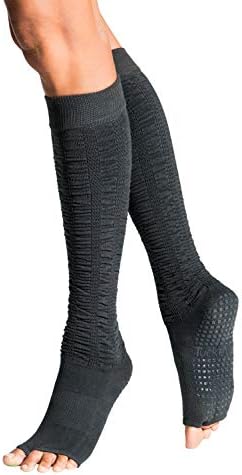 Knee High Toeless Long Non-Slip Grip Socks - Anti Skid Yoga, Barre, Pilates, Home & Leisure - 1 pair Size 5 - 10