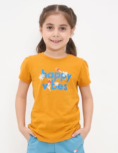 Image of Amazon Brand - Symbol Girls 100% Cotton Graphic Printed Half Sleeves T-Shirt | Age 2-14 Years (Combo Pack of 3 and 5)