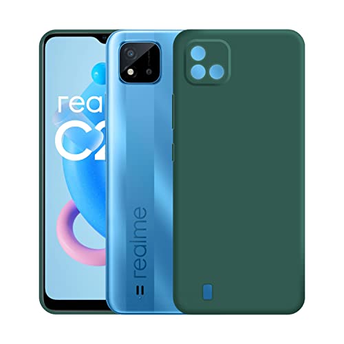 Image of Case Creation Liquid TPU Silicone Cover for Realme C20 Soft Case,Anti-Dirty Slim Case Frosted Matte Cute Candy TPU Raised Bezel (Splash of Color) Back Case Cover for Realme C20 -Lake Green