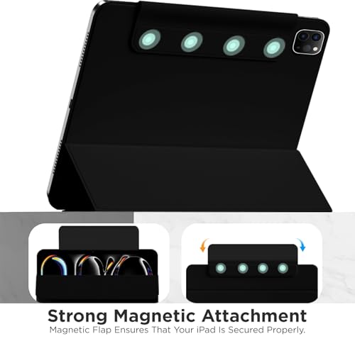Image of Robustrion Cover for iPad Pro 11 inch M5 / M4 [Magentic Attach] Case for iPad Pro 11 inch M5 / M4 [Auto Sleep Wake Support] - Black