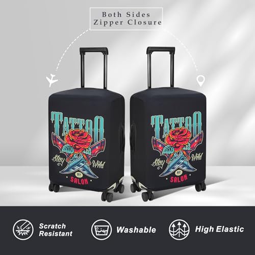 Image of Explore Land Travel Luggage Cover Air Approve Suitcase Protector Fits 18-32 Inches Case, Blade Rose, M, Blade Rose