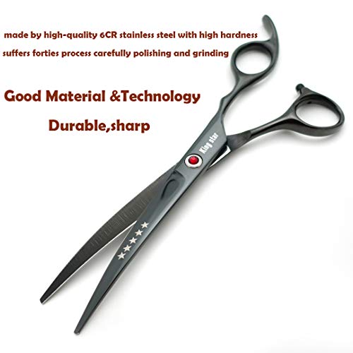 7.0in Titanium Professional dog Grooming Scissors set,Straight & Thinning & Curved scissors 4pcs set for Dog grooming Bright Black With Comb by KINGSTAR - Image 6