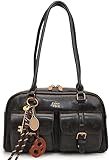 RuiDay Sac à main vintage pour femme, Sac multipoches, Sac à bandoulière cuir, Sac D'épaule Mode Travail bureau Shopping Voyage Elégant Sac messager (Noir   A)