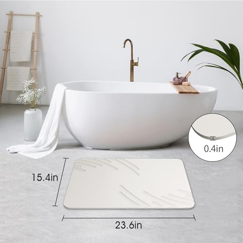 Image of ZIKIBL Stone Bath Mat Diatomaceous Earth Shower Mat Super Absorbent Non-Slip Diatomite Stone Bath Mats for Bathroom Floor Quick-Drying Natural Easy to Clean(24 * 16'')