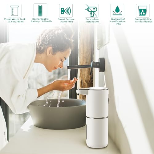 HOMELYLIFE Automatic Foam Soap Dispenser, 12.85oz Touchless Soap Dispenser with Smart Display, 4 Levels Adjustable Liquid Hand Free Dispenser, Dish Foam Dispenser for Kitchen, Bathroom, Public Places by HOMELYLIFE - Image 2