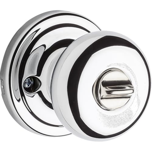 Image of Kwikset Hancock Entry Doorknob with Lock and Key, Secure Keyed Handle Exterior Doorknob, Front Entrance and Bedroom, Polished Chrome, Pick Resistant SmartKey Rekey Security