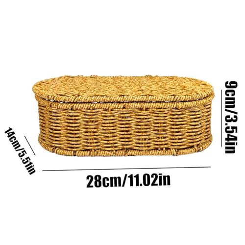 Petits paniers pour étagères avec couvercle imitation rotin boîte rangement