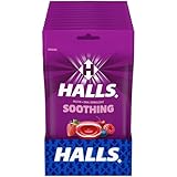 HALLS Throat Soothing Cool Berry Throat Drops, 12 Bags of 25 (300 Total Drops)