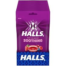 HALLS Throat Soothing Cool Berry Throat Drops, 12 Bags of 25 300 Total Drops