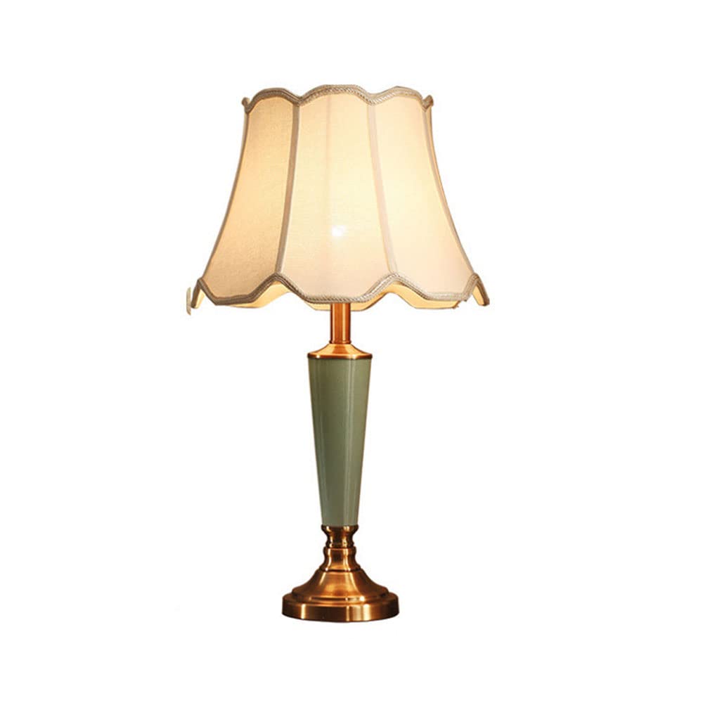asdchZen Table Lamps For Living Room, Modern Ceramic Bedrooms Lamp For Bedside, Farmhouse Button Switch Nightstand Lamp With Fabric Lamp Shade, E26 Bulbs-E,A