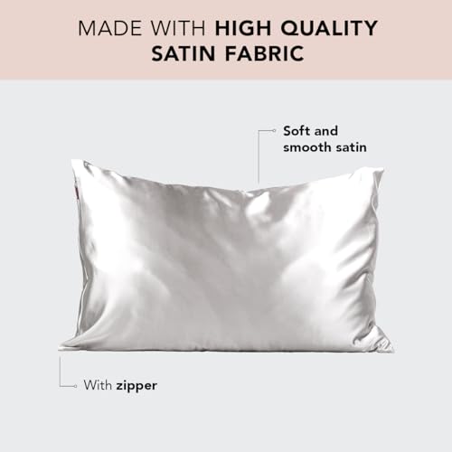 Kitsch Satin Pillowcase with Zipper for Hair & Skin, Softer Than Silk Pillow Cases Queen, Wrinkle-Free, Smooth and Cooling Satin Pillow Covers, Standard Size 19