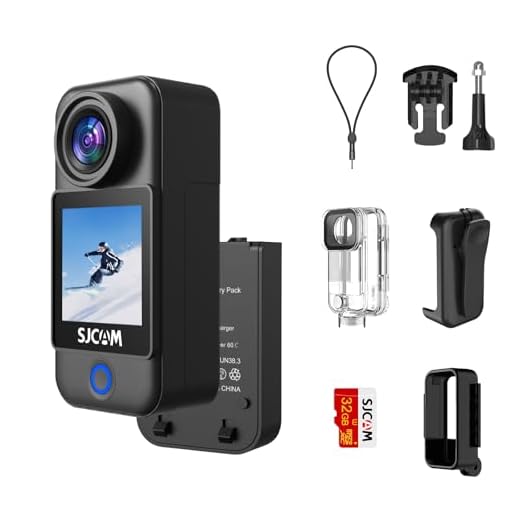 SJCAM C300 4K30FPS 20MP Mini Action Camera Pocket Wearable Cam with EIS2.0,98ft Underwater Waterproof Camera with Touch Screen Noise Reduction 1000mAh Dual Battery 32G Card&Kits