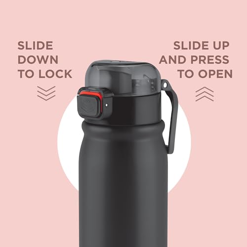 Image of MILTON Reva 1000 ISI Certified Stainless Steel Water Bottle with Twin Lid Sip or Gulp, 1 Litre | Single Wall, BPA-Free, Leakproof | Sturdy Handle | Ideal for Home, Office, Gym & Travel, Black