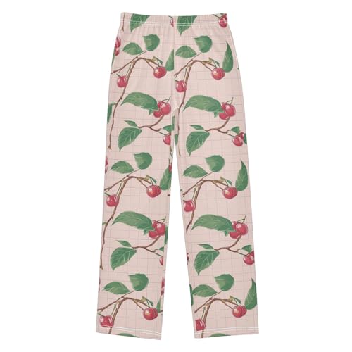 Pajama Bottoms, Pajamas Long Pant Cherry Fruits Lounge Wear Casual Sleep Pants Soft Pjs Sleepwear