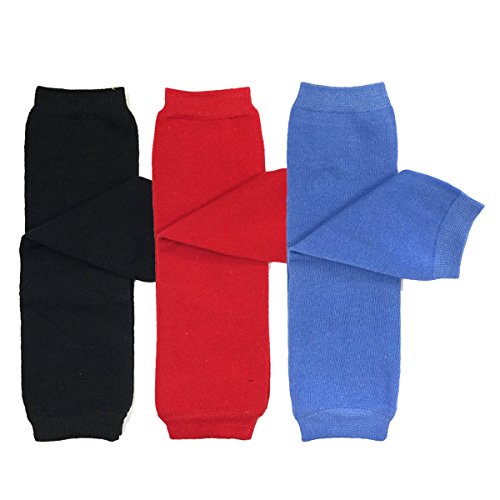 Bowbear Baby 3-Pair Leg Warmers, Solids in Black, Blue, Red