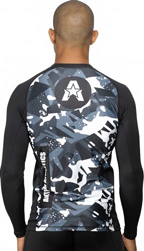 Anthem Athletics Reignite Jiu Jitsu Rash Guard Men – Long Sleeve, MMA, BJJ, No Gi, Grappling - Black Camo Remix - Medium - Thumbnail 4