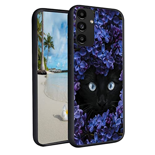 Samsung Galaxy A14 5G coque silicone tpu protection fleur et chat